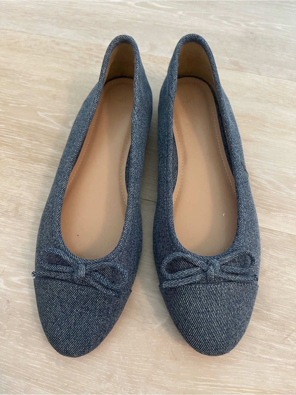 H&M Denim-Style Grey Ballet Flats with Bow